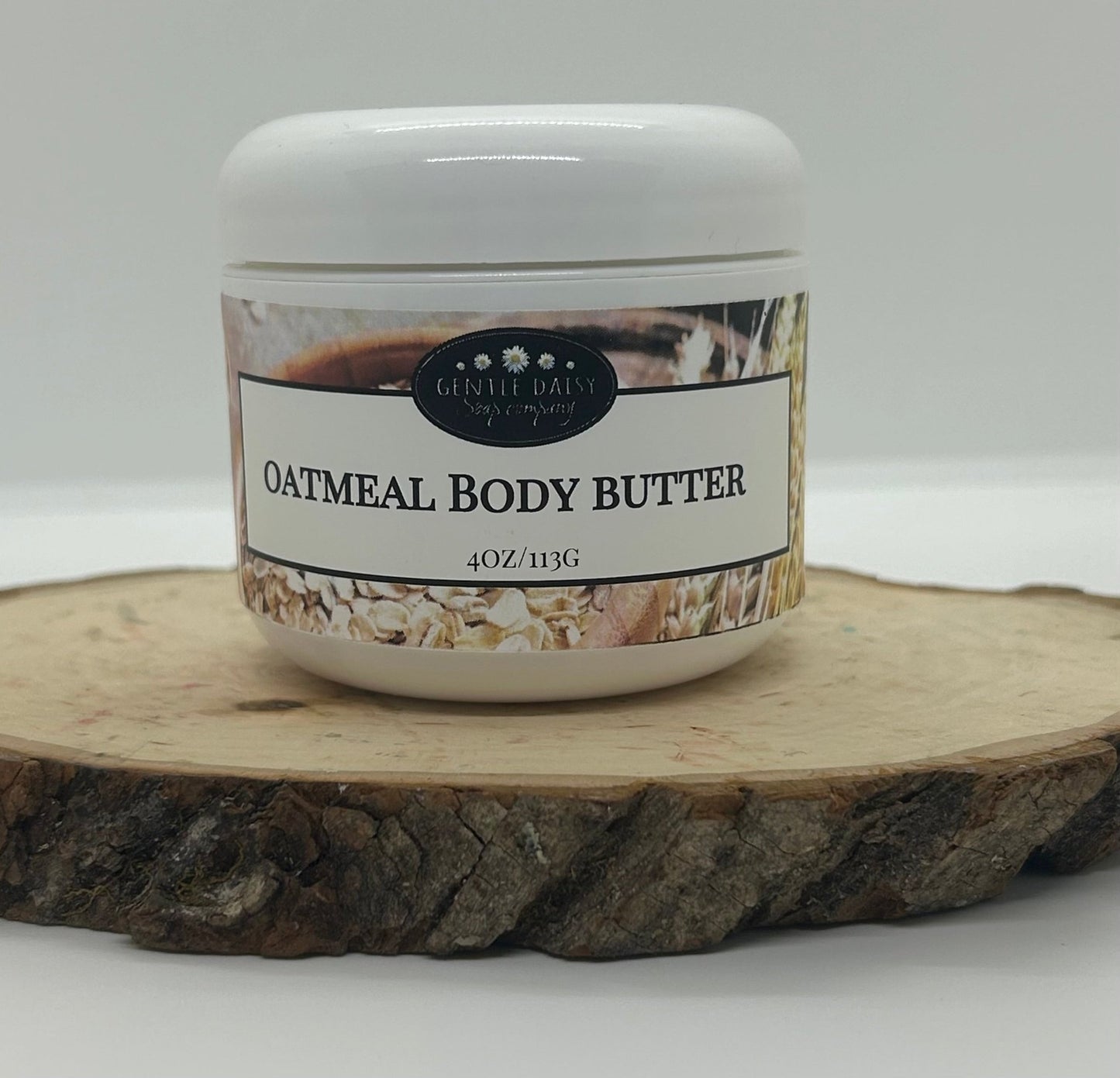 Oatmeal Body Butter in a white Jar Gentle Daisy Soap Company LLC