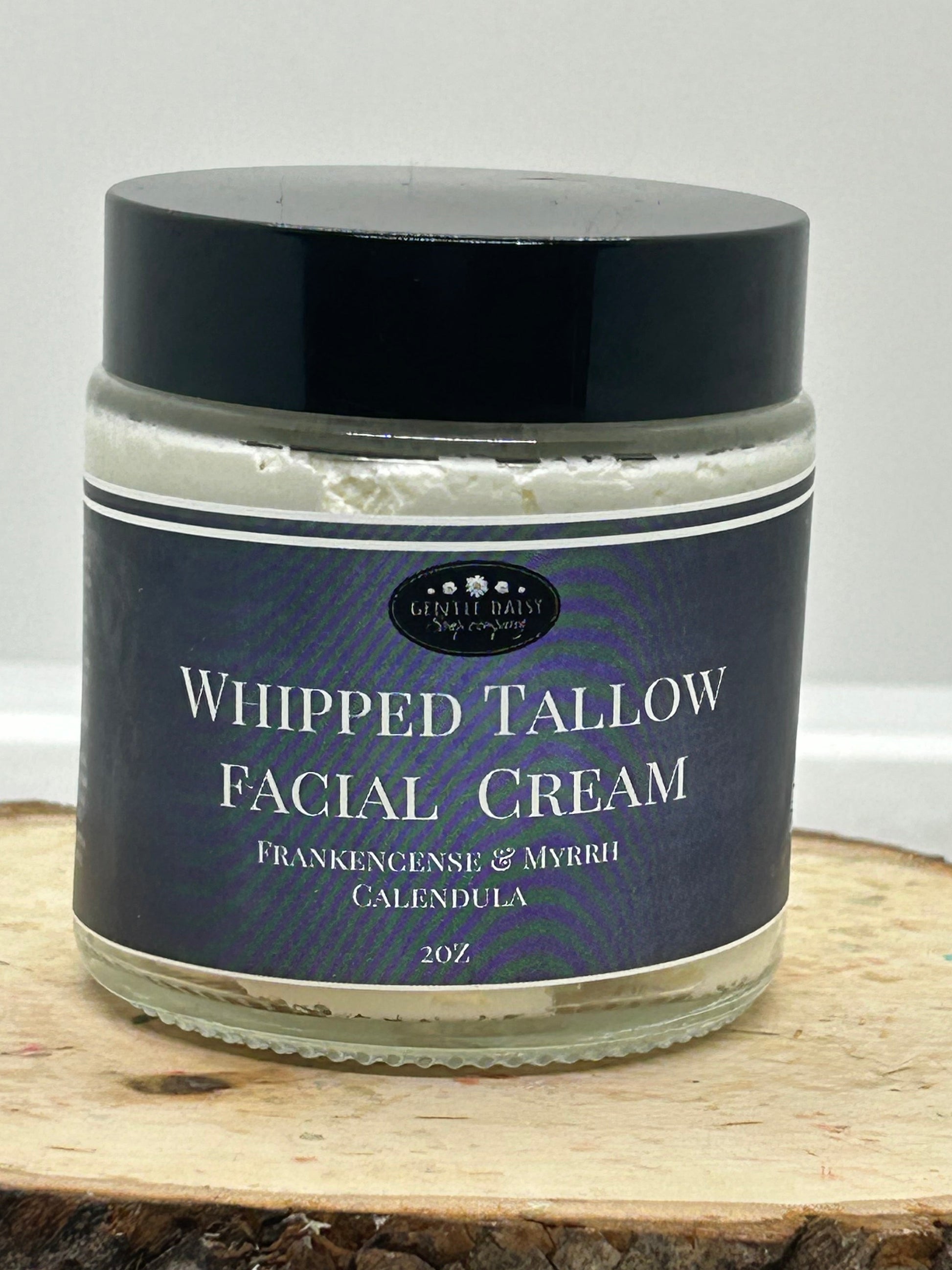 Jar of grass fed whipped tallow facial cream w/ frankincense & Myrrh