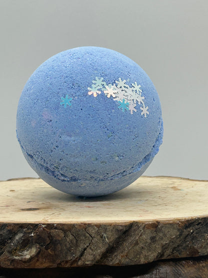 Blue Bath Bomb with Snowflake glitter