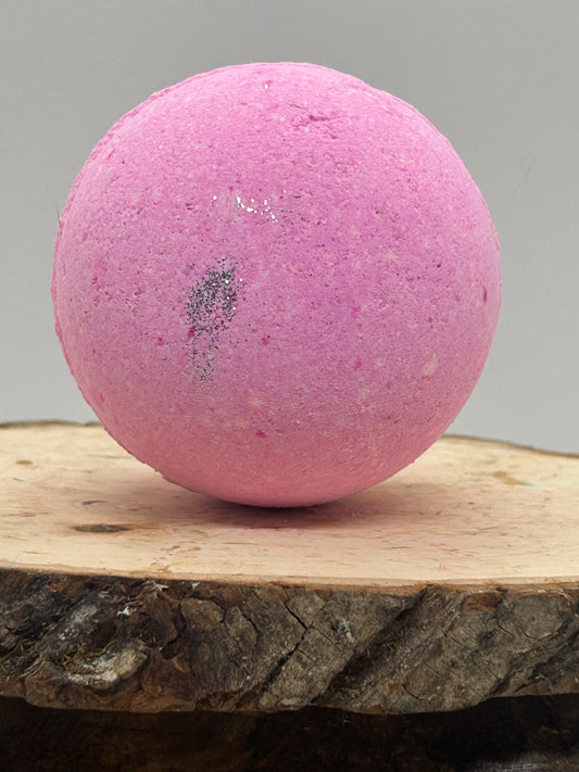Pink Bath Bomb on wooden Board